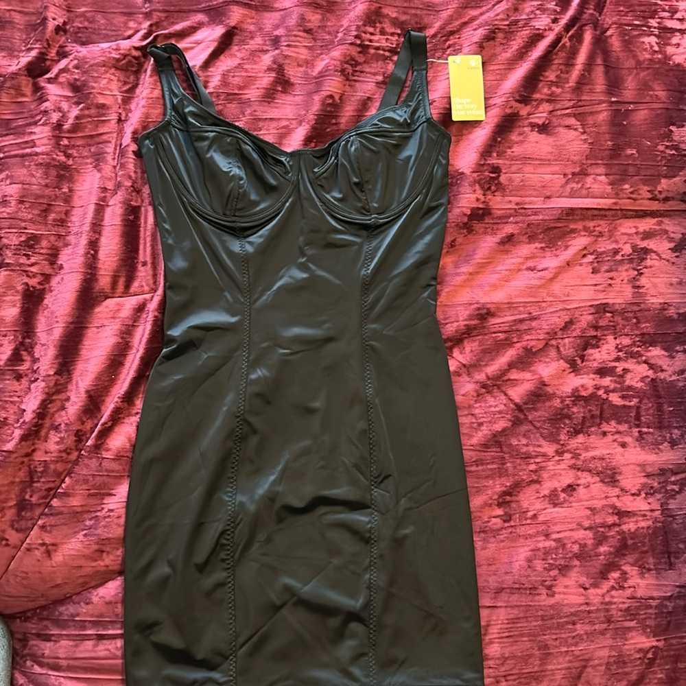 NWT Popilush black satin shape wear dress Medium